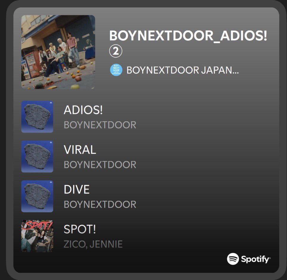 BOYNEXTDOOR_FAN's tweet photo. ［Spotify］#BND_Spotifylist 07.13

#ONEDOOR 🩵

#BOYNEXTDOOR プレイリストです。
こちらは2時間ほどの長さです。
無料会員の方もぜひご活用ください。
毎日Spotify再生を意識しましょう。

🎧HOME_VIRAL①
🔗 https://t.co/0xuQrmrCvI

🎧 HOME_VIRAL②
🔗 https://t.co/vWloQRRlQp

🎧ADIOS!①
🔗 https://t.co/s5Ay2oI2cv

🎧 ADIOS!②
🔗 https://t.co/WodJXyheU8

#BND #ボネクド #ボイネク
#Onedoor_Stream
