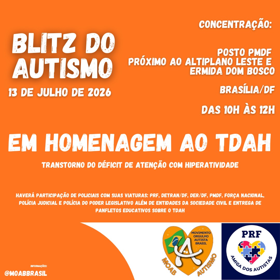 moabbrasil's tweet photo. BLITZ DO #AUTISMO EM ALUSÃO AO TDAH

Será em Brasília-DF conforme protocolo de intervenções assinado pelo MOSB e a PRF no ministério da justiça em 2023.

Queremos que a sociedade fique consciente quecestas pessoas necessitam de inclusão e compreensão. https://t.co/dmxKr7WYmO