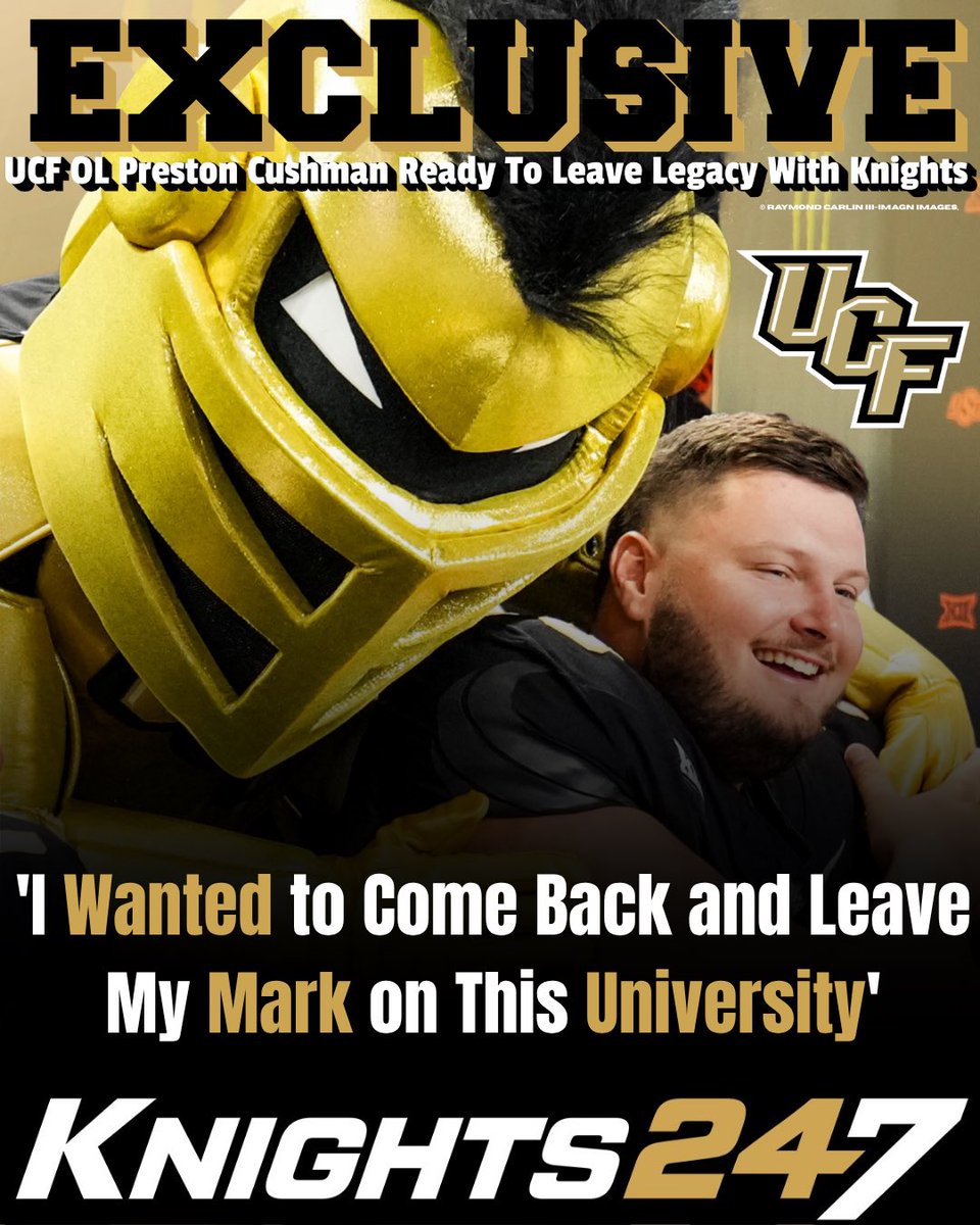Andrew_Cherico's tweet photo. #UCF @Knights247 AC Exclusive:

In a day and age where nothing is guaranteed in the CFB Transfer Portal, Knights OL Preston Cushman chose loyalty with a purpose of legacy.

Read why Cushman is back with UCF and how he’s ready to lead the O-Line in the Big 12:

https://t.co/54blG3GeA2