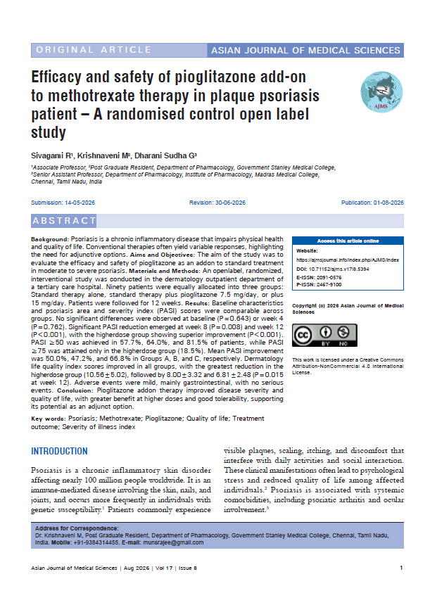 arun732003's tweet photo. #PlaquePsoriasis #PsoriasisTreatment #Pioglitazone #Methotrexate #CombinationTherapy #DermatologyResearch #ClinicalTrial #RandomizedStudy #DrugSafety #TherapeuticEfficacy #Immunomodulation #MedicalResearch https://t.co/1T8gVfbmad