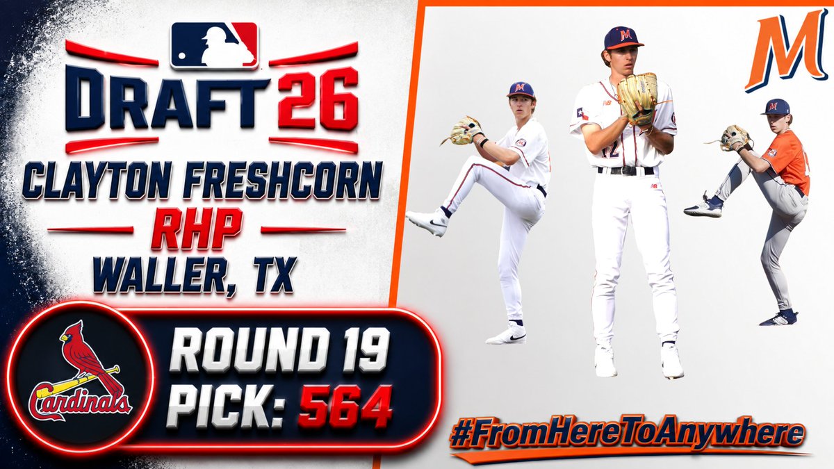 mccbaseball1's tweet photo. Freshcorn to St. Louis! Former Highlander Clayton Freshcorn is selected in the 19th round by the Cardinals! #FromHereToAnywhere https://t.co/syVHM770kR
