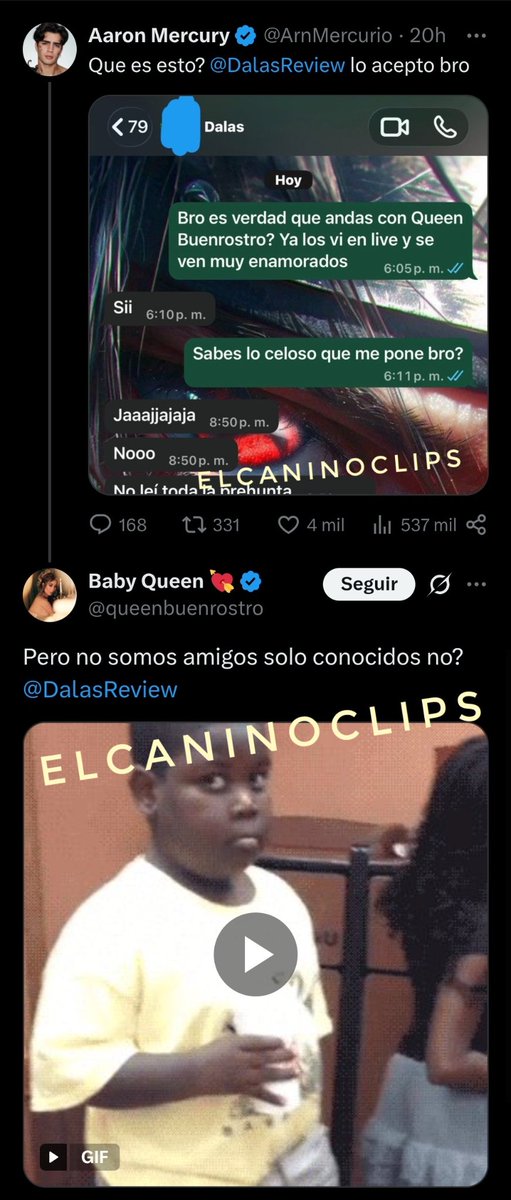 Javielcanino's tweet photo. 💣MEGA BOMBAZO💣
▪︎ DALAS y QUEEN confirman su amorío a ARON MERCURY‼️

Mientras LIZY sigue fingiendo su relación con DALAS. Él por las espaldas va blanqueando su "amistad" con QUEEN BUEN ROSTRO. https://t.co/bIwdFMb1ll