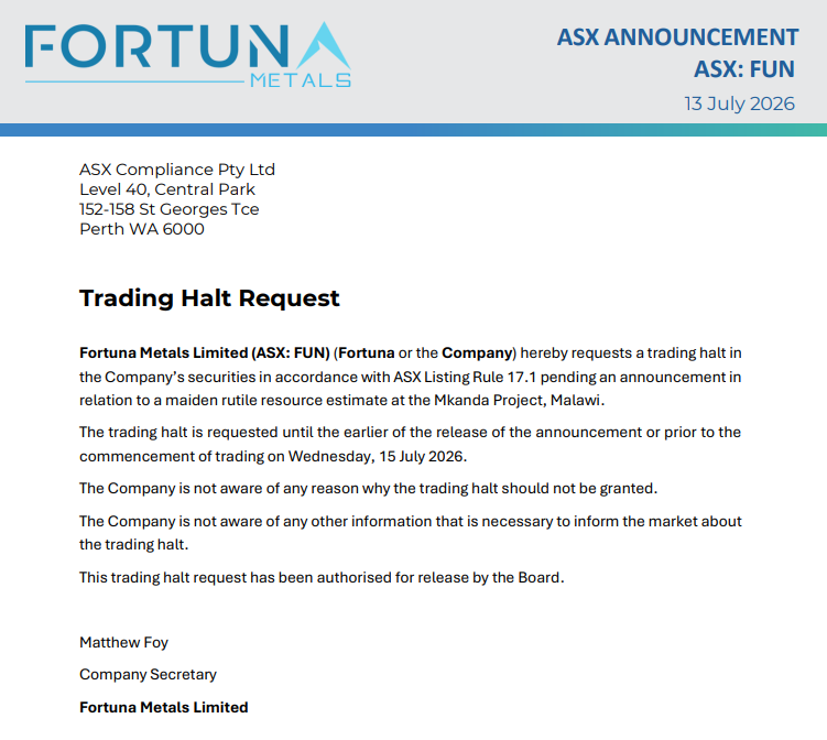 Justin_K000's tweet photo. $FUN / $FUN.AX into halt for their maiden JORC at Mkanda.

Should be interesting to see where this comes in at.

In any case like 8-9 months of exploration to get to this maiden JORC is incredible speed. https://t.co/LaxtGZwtQq