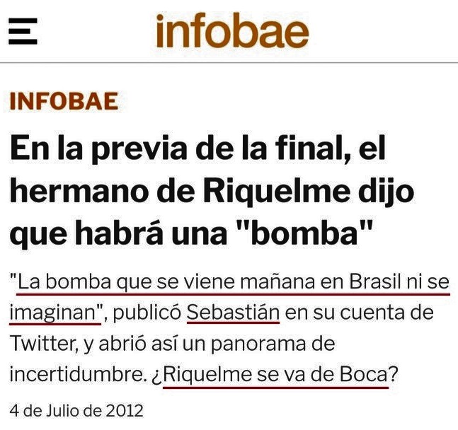 ElBlogdBoca's tweet photo. @palermismo La IDOLATRÍA por #JuanRománRiquelme MURIÓ el 04/07/2012 CUANDO POR #CAGAR a #JulioCésarFalcioni REGALÓ la #CopaLibertadores 2012 SIEMPRE FUE un #TRAIDOR https://t.co/hVz4dyOUYB