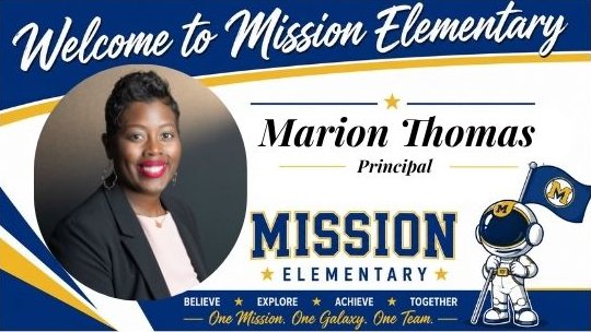 MSE_Astronauts's tweet photo. Please join us in welcoming Marion Thomas as the new Principal of Mission Elementary! We're excited for the leadership, passion, and vision she brings to our school community. Welcome to the Mission family! #FBISD
#MissionElementary #OneMissionOneGalaxyOneTeam https://t.co/1R07GRgu0A