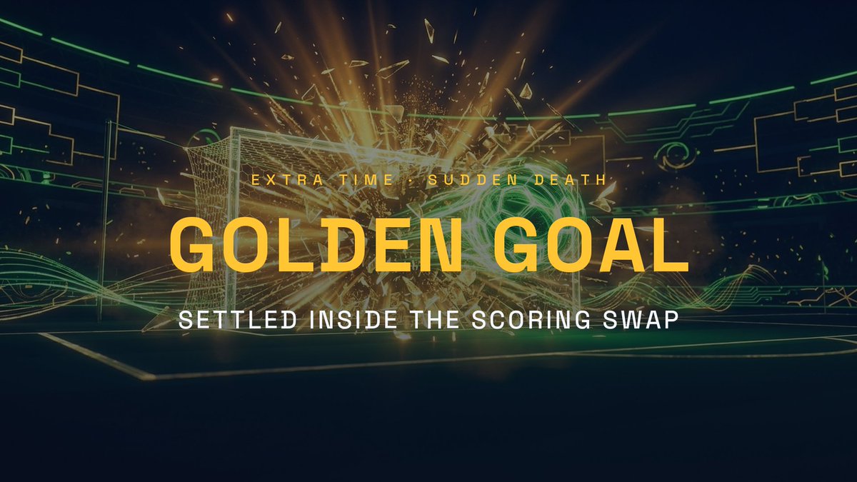 MundialHook's tweet photo. @XLayerOfficial A draw creates the moment every football fan understands: sudden death.

The first goal in extra time settles the match inside the same swap that scores it. No admin enters a result. No oracle supplies one. https://t.co/WTAMAzAkQf