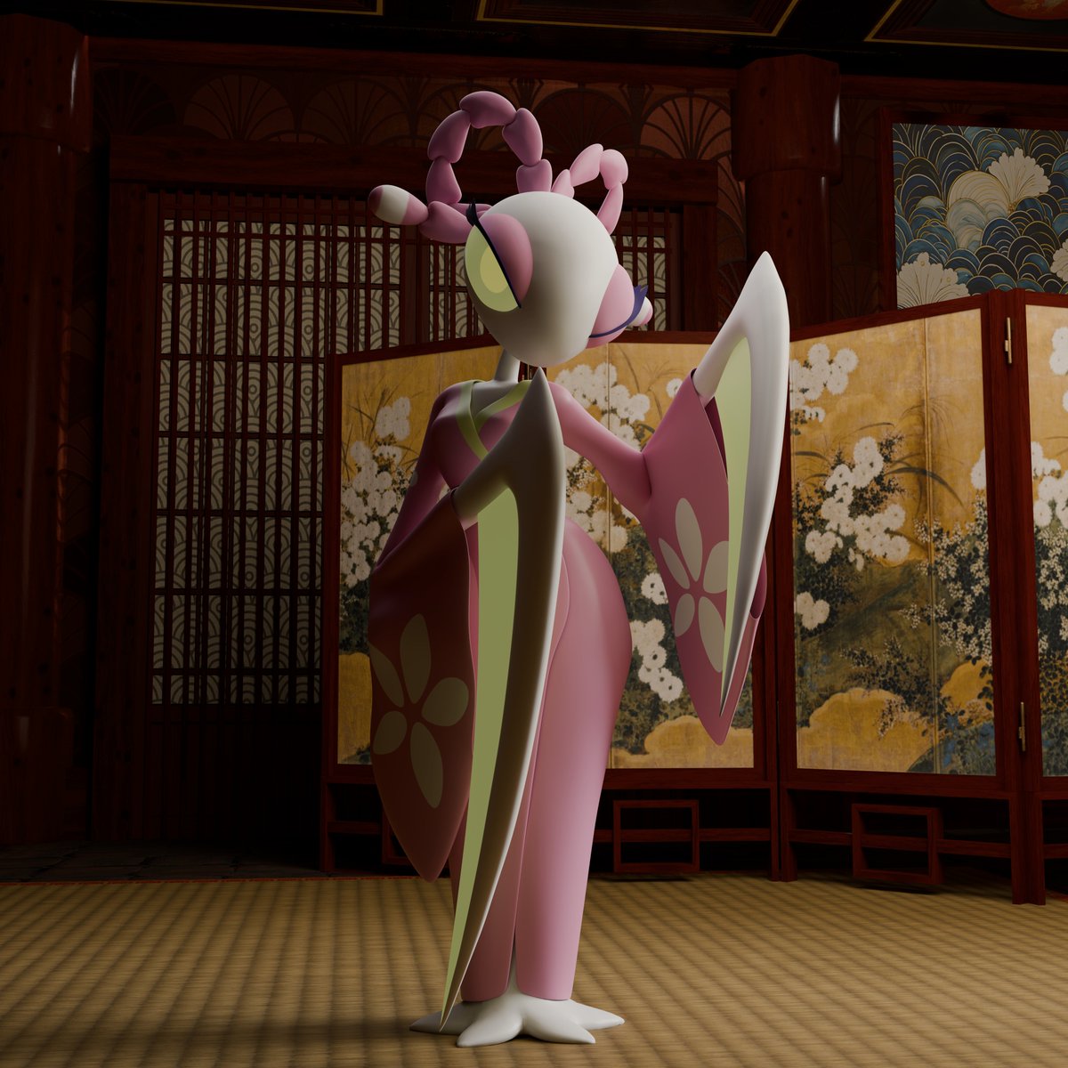 willow_void's tweet photo. After seeing them in Deltarune chapter 5 I had to make a model, they're so cute! The Mantis Geisha NPCs from Deltarune are available on Smutbase.

Thanks to @NeglectIllusion  and @LordEd222066600 for testing and images.

https://t.co/gFmAGb96WO https://t.co/Msu9Pi7uAo