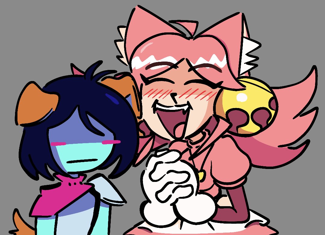 AChan63623's tweet photo. 🐕🐈🩷💙 #Deltarune #kris #MadMewMew https://t.co/4OPQg5XkeO