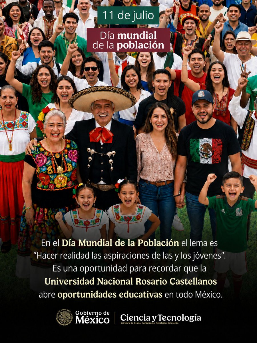 Secihti_Mx's tweet photo. 🌎 EFEMÉRIDE | El Día Mundial de la #Población se promulgó en 1989 por iniciativa del @pnud, para concientizar y sensibilizar sobre las problemáticas globales demográficas, y su vínculo con el medio ambiente y el desarrollo de los países.

Fuente: #INAFED, @ONUMX. https://t.co/PcE2tXSSf9