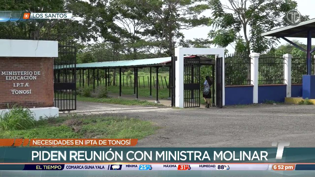 TReporta's tweet photo. Los padres de familia y estudiantes del Instituto Profesional y Técnico de Tonosí denuncian que el plantel enfrenta múltiples necesidades, tales como la ausencia del bachiller en ciencias, falta de equipos de laboratorio y problemas con el sistema eléctrico.

Piden una reunión con la ministra de Educación para exponerle esta situación y que les brinde una respuesta.