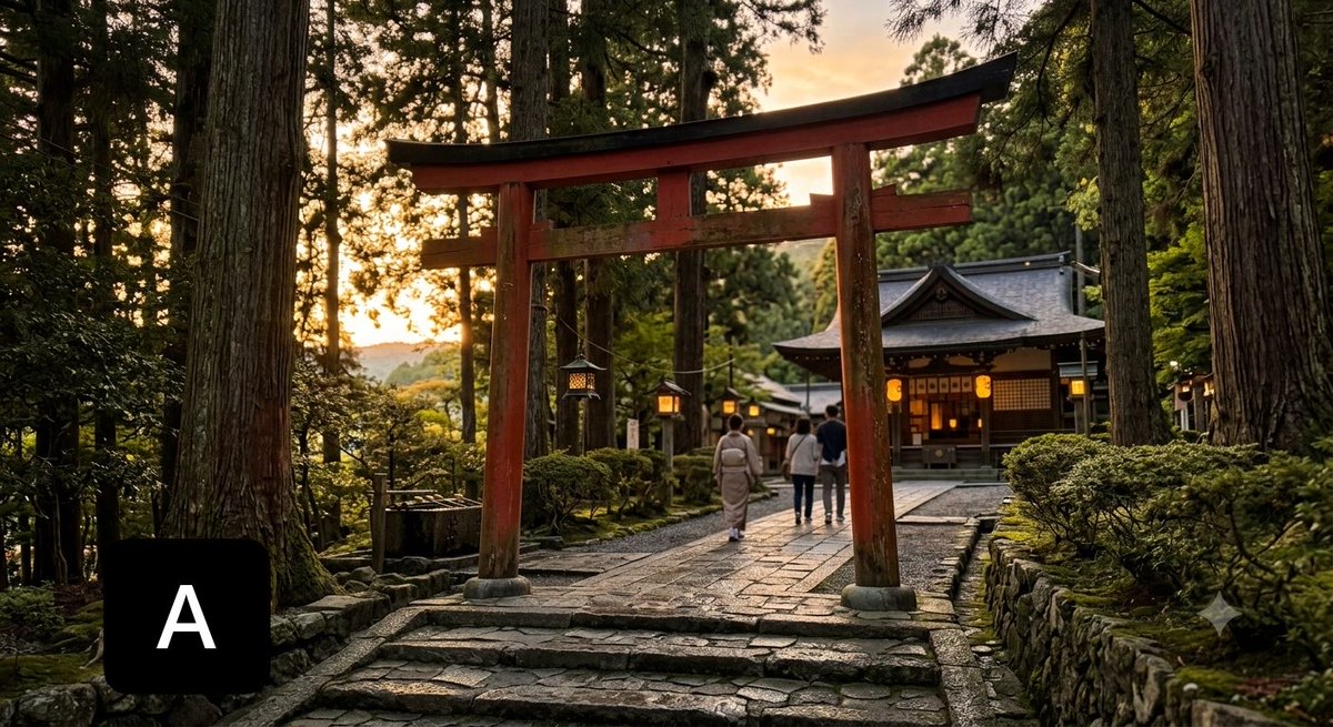 PromptLab_io's tweet photo. 🧪 #011

この2枚、どっちがよりリアルに見えますか？⛩️

A？それともB？

ぜひ理由も教えてください👀

#AI #生成AI #AI画像 #写真 https://t.co/rcUkPAPyNV