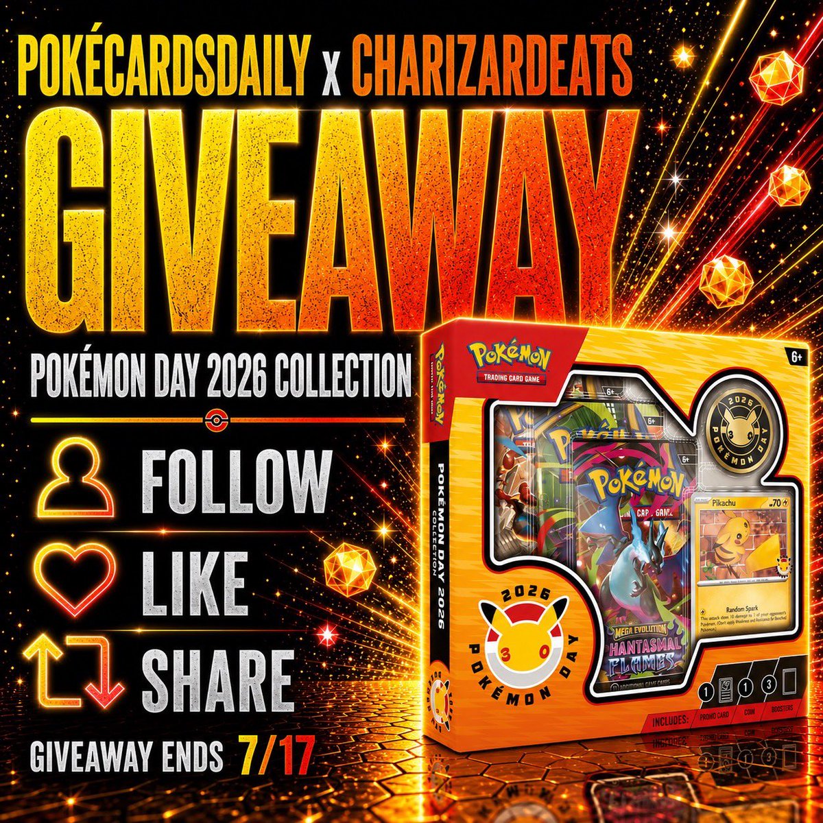 PokeCardsDaily's tweet photo. 🎉🚨GIVEAWAY🚨🎉

#PokéCardsDaily
Pokémon Day 2026 Collection

How to join:
💎Follow @CharizardEats @PokeCardsDaily
♥️Like
♻️Share

⏳ANNOUNCED July 17th @ 8:00pm EST⏳ https://t.co/Vi2HxcpMrM