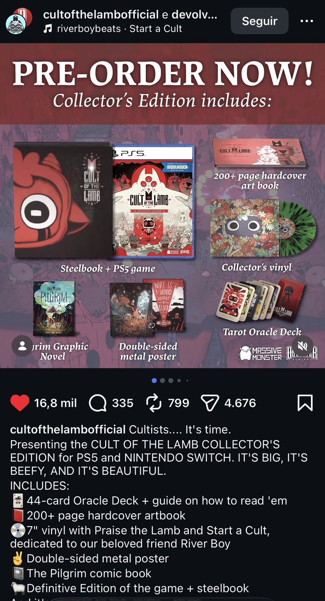 airfolk's tweet photo. to doente com essa collector edition de cult of the lamb, simplesmente o sucessor de stardew valley como cozy game do século agora tem até vinil pqp https://t.co/bb2EXMqEdL