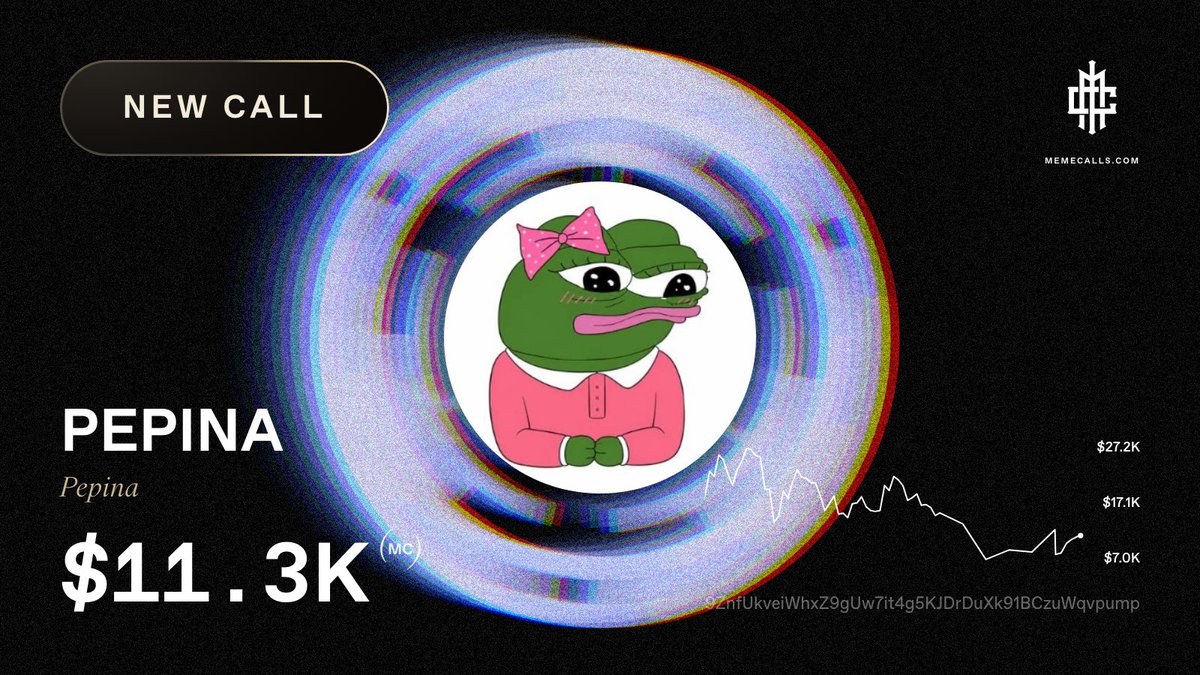 MemeCallsCom's tweet photo. ⚔️ NEW CALL — $PEPINA (Pepina)

👑 Caller: @TortillasTown on X — Rank #281 · 1398 calls · 38% win rate
💎 https://t.co/U6kjHTdB2G

🏛️ Buy $PEPINA → https://t.co/OZPcGzN6Fa

CA: 9ZnfUkveiWhxZ9gUw7it4g5KJDrDuXk91BCzuWqvpump

$PEPINA #PEPINA #MEMECALLS https://t.co/oVwfU3AXUv