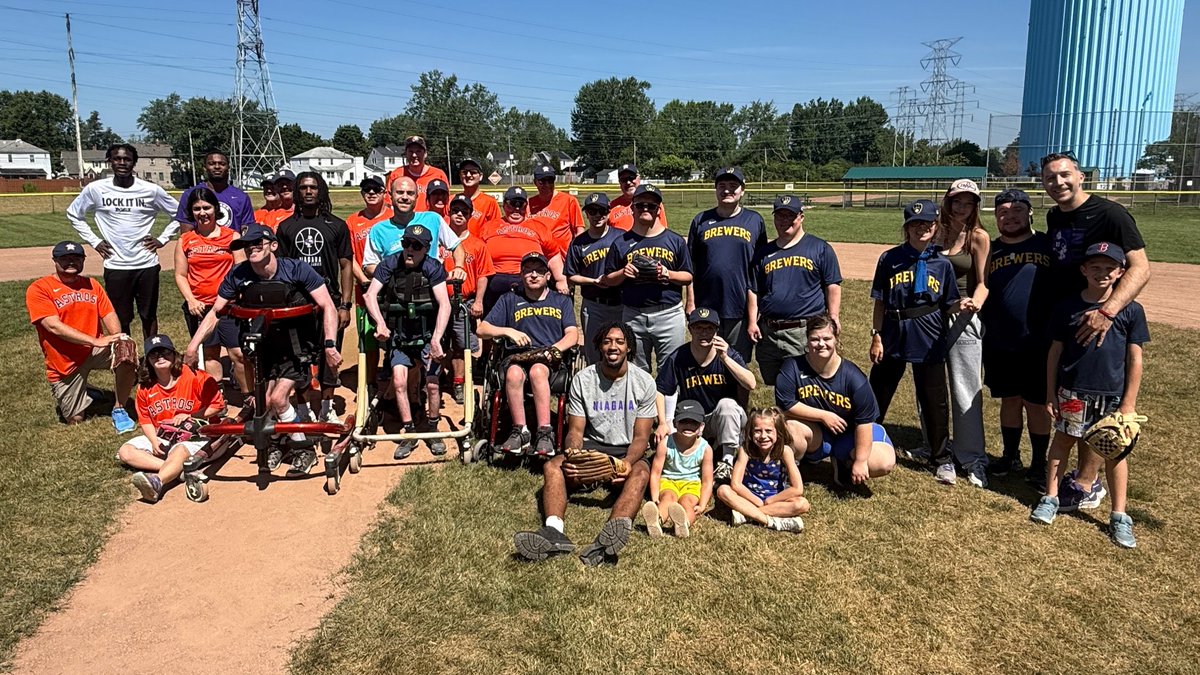 NiagaraMBB's tweet photo. A day full of smiles and teamwork with our friends at Central Amherst Little League Challenger Baseball ⚾️ https://t.co/TkEwq17MAr