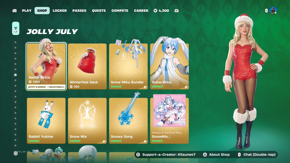 KidLaroiFNShop9's tweet photo. No

But yesterday we got the Warframe collab, pretty cool but just a skin &amp; Jam track? Come on..

Borderlands is back with The Psycho Bandit and Mad Moxxi

And from yesterday, Jolly July with Santa 'Brina, Snow Miku, Alpine Lexa, Chilly, Pingwin, Nog ops (gross) &amp; Yuletide ranger https://t.co/4gplwR8tFT