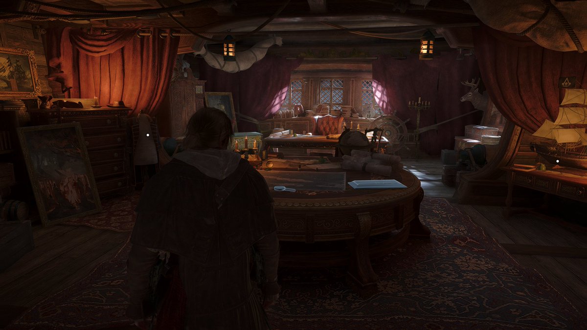 e86cf71f90494eb's tweet photo. Left with RTX. Right without. 

Dear @Ubisoft no way u were so fking lazy and didn't properly setup base lightning in сaptain's cabin. Multibillion fking company. Thats literally the only place btw where u can see such a dogshit lightning without rtx. So im forced turn on RTX 🤡 https://t.co/s9iHiSK625