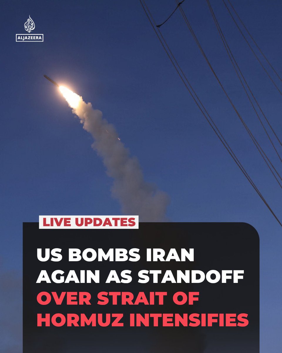AJEnglish's tweet photo. The US military launches new attacks on southern Iran, as the standoff over the Strait of Hormuz intensifies.

🔴 Follow our LIVE coverage: https://t.co/z9P1tVmLT0 https://t.co/WRST7zofPZ