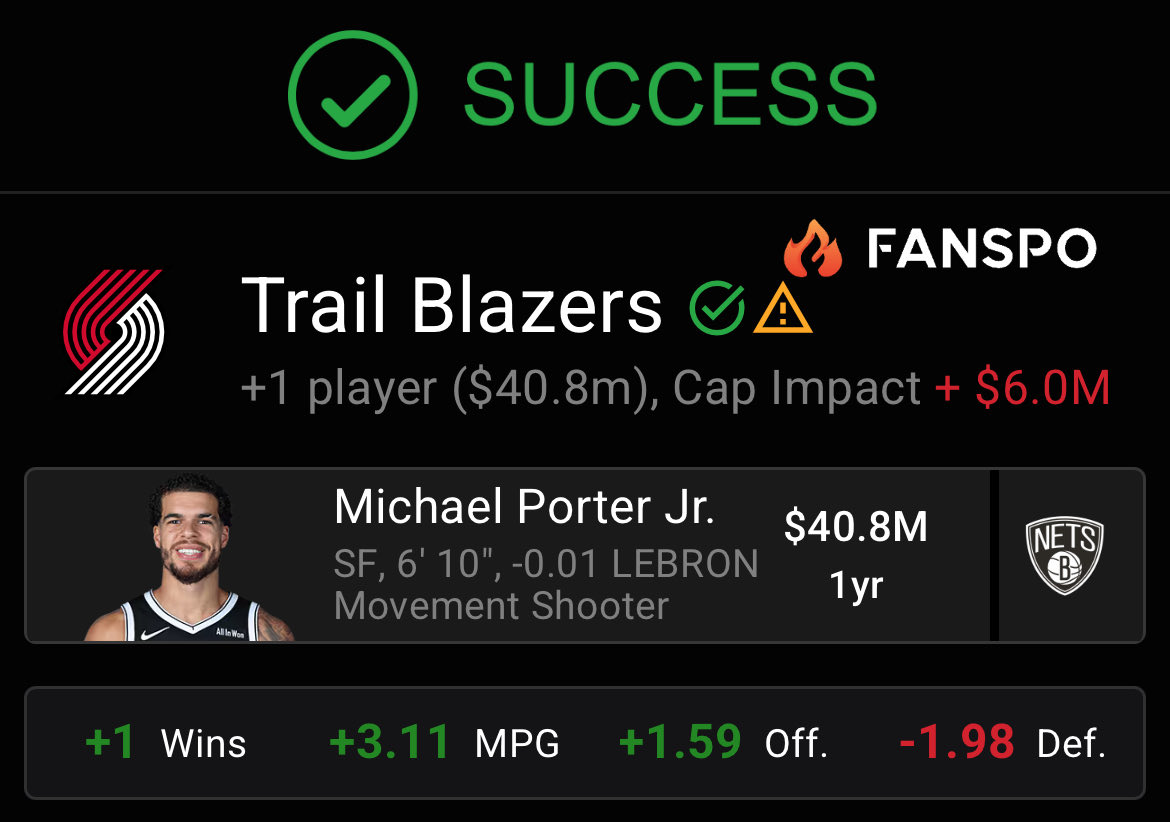fanspo's tweet photo. Who says no to this deal that sends MPJ to Portland? 👀

(via u/Melo4MVPS on https://t.co/EzrHobw7ZV) https://t.co/XjqTsq4J5B