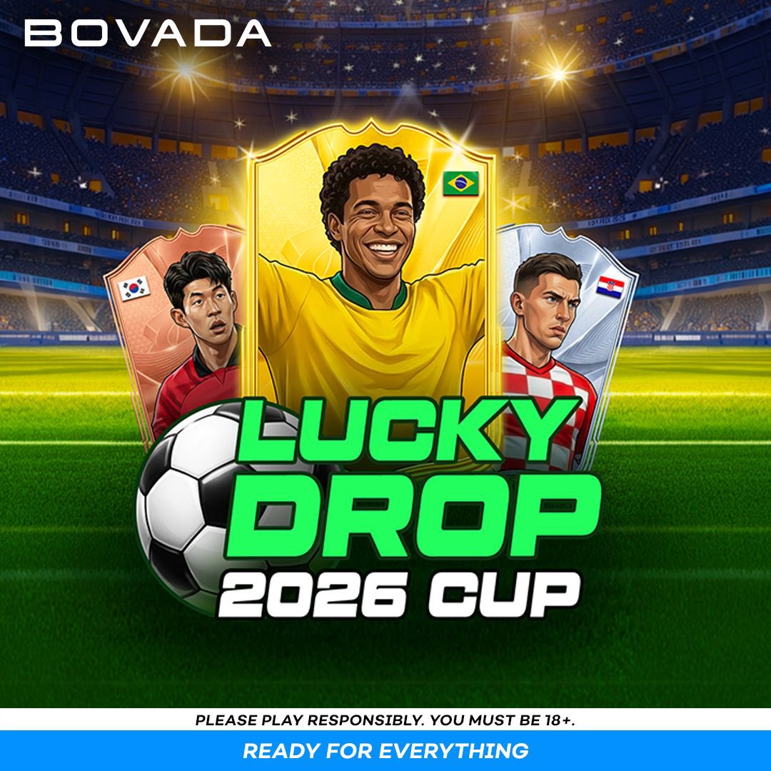 Bovada_Casino's tweet photo. With a max win of 10,490x your bet, there are plenty of opportunities for you to cash out HUGE on Lucky Drop 2026 Cup! ⚽️ 🏆 https://t.co/L1crkTN3l6
