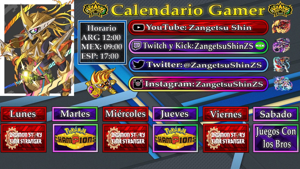 ZangetsuShinZS's tweet photo. Hola a todos acá les dejo mi nuevo Calendario Gamer de la Semana Les Mando Un Gran Saludo a Todos ^^ https://t.co/Fkd5kcc1t3