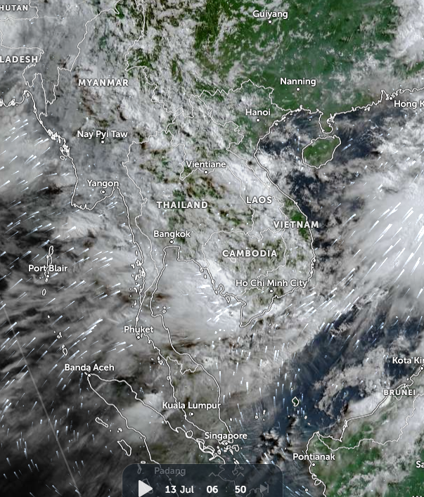 HelmutDuerrast's tweet photo. 13 Jul 26 06:50
Weather for #Thailand & region; via https://t.co/Cfj2vp2bHi
, weather map via https://t.co/6xsPTcYmf6
>#SWMonsoon with SW WIND
>Low Pressure (L)-warmer land/ocean = more RAIN https://t.co/Pw5NO9IQmb