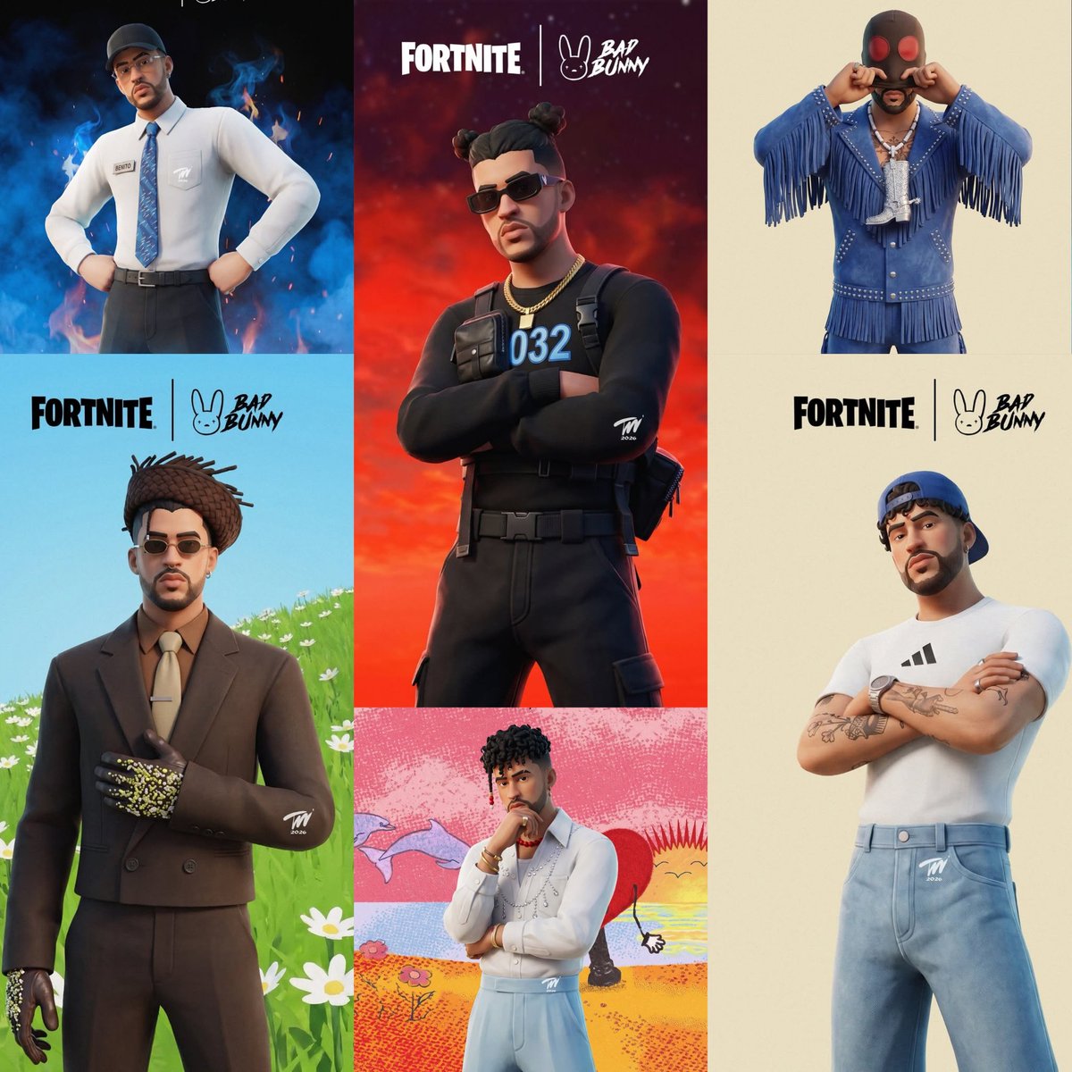 keiveiec's tweet photo. BAD BUNNY’S EVOLUTION 🐰 Fortnite Bundle Concept. https://t.co/6MFt3LFAMu