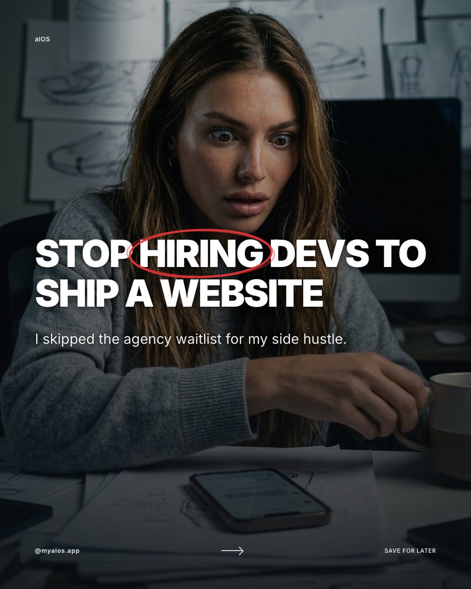 aios_app's tweet photo. Stop paying agencies to wait three weeks for a landing page. I told my aiOS to ship a live site for my new side hustle. It wrote the copy and designed the layout. Then it sent me the finished link. No meetings. No revisions. Just → https://t.co/E1OdQ9fvAQ https://t.co/3ljpNuwGeH