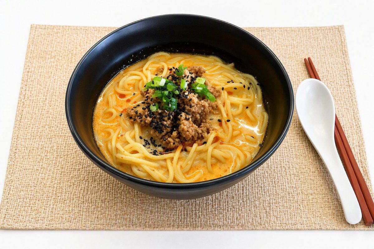 JAMSince1932's tweet photo. こんにちは！#日本オートマチックマシン です！
社員食堂特別メニュー　濃厚仕立て冷し豆乳担々麺
あっさり豆乳スープに濃厚な肉味噌が溶け出して相性抜群✨
胡麻の風味も豊かで、とても美味しくいただきました😊
気温の高い日にぴったりの一杯☀️
#社員食堂 #特別メニュー #冷し豆乳担々麺 #社食ランチ https://t.co/eB7JZr2wOr