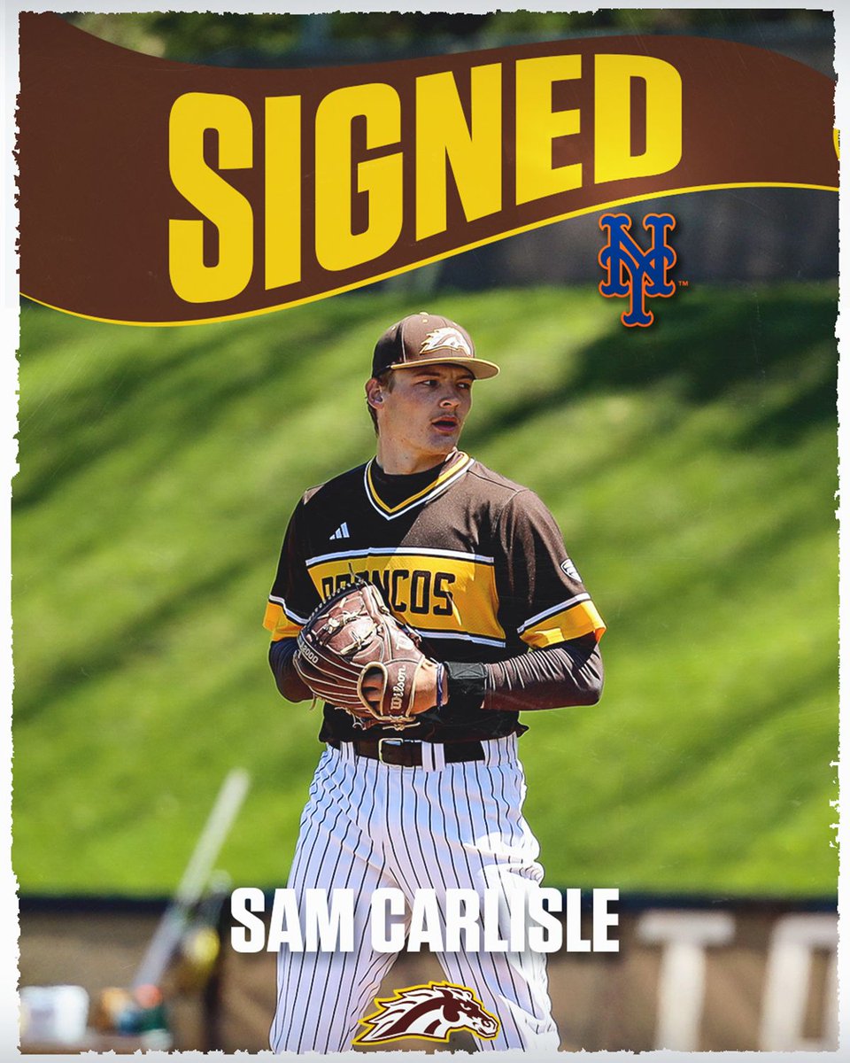 WMUBaseball's tweet photo. Sam Carlisle inks a deal with the New York Mets! Happy for you, Sam! 

📰 https://t.co/UTlIRmPwWk 

#BroncosReign https://t.co/PzhCfeALFD