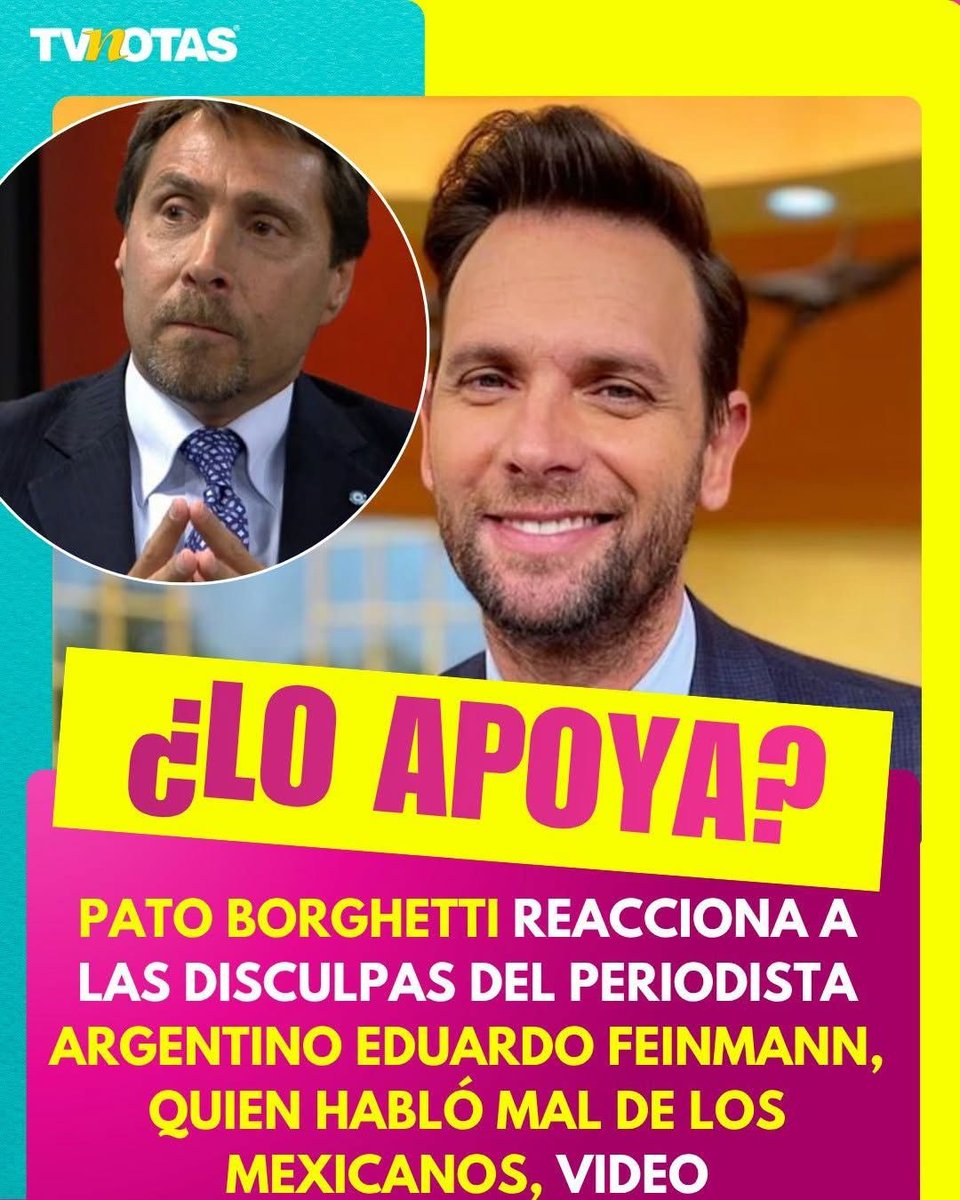 TVNotasmx's tweet photo. ¿CÓMO REACCIONÓ PATO BORGHETTI? 😰👉 https://t.co/HG0iyhDWp1
Las disculpas de Eduardo Feinmann siguen dando de qué hablar. https://t.co/QK3X4DTI4Z