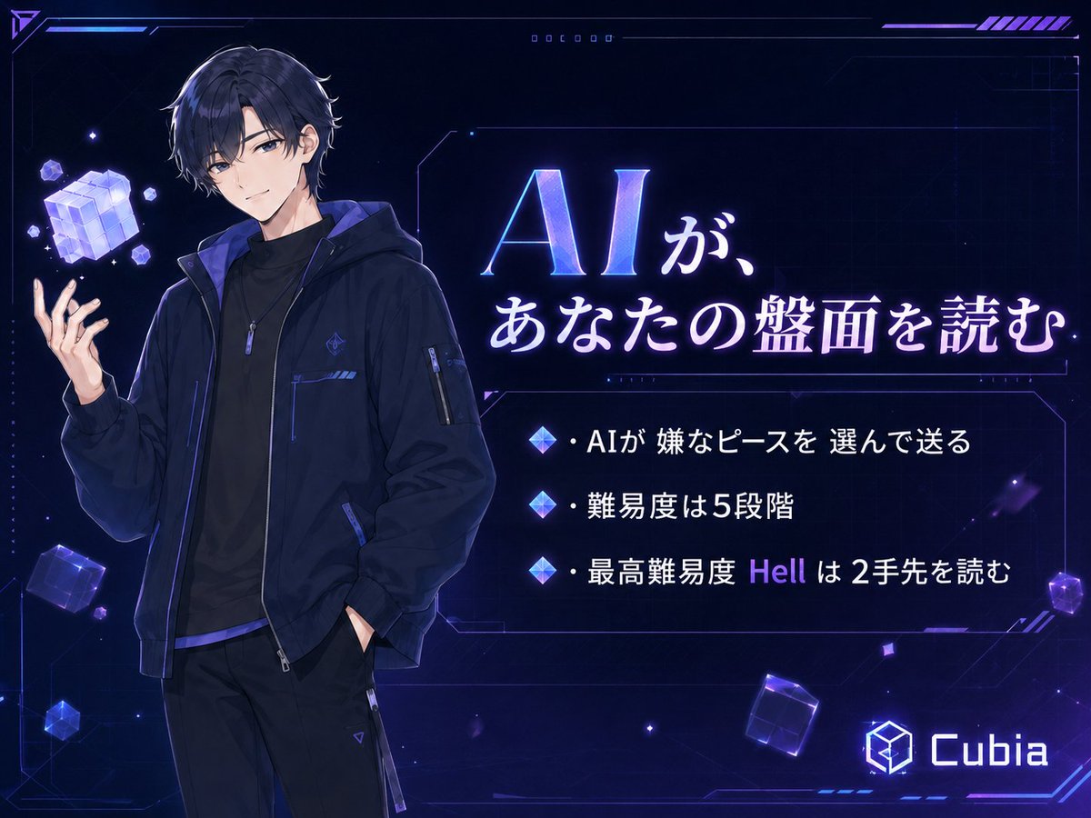 Rakia007_'s tweet photo. Cubia は、AIが あなたの盤面を読んでくる ブロックパズルです
○ AIが わざと 嫌なピースを 送ってくる
○ 難易度5段階、最高 Hell は 2手先読み
○ そして今、手違いで 広告ゼロで遊べます(8/8まで・不本意)
作った俺が、いまだに 勝てません
#Cubiaの日常
#Cubia
#個人開発
#RakiaGames
#RakiaStudio