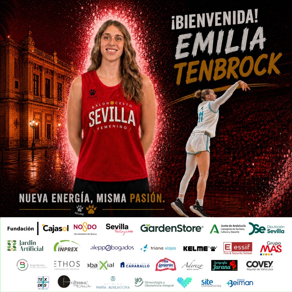 cbsfemenino's tweet photo. 👋🏼 Emilia Carlotta Tenbrock se incorpora al CB Sevilla Femenino para la temporada 2026-27. Con 1,85m, la ala-pívot alemana llega dispuesta a dominar el juego interior en LF Challenge. 

🗺️ Internacional alemana, NCAA y experiencia en España.

¡Bienvenida, Emilia! ❤️

#TodasJuntas https://t.co/CkMvZsKlZ3