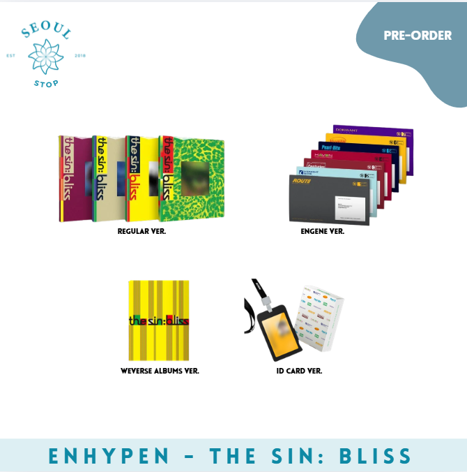 seoul_stop's tweet photo. PH GO | #SeoulStopGO | WTS / LFB

DISCOUNTED - ENHYPEN THE SIN : BLISS ALBUM NO POB

PRICES:
550 - regular
2150 - regular set
380 - engene
2150  - engene set
295 - weverse albums
1920 - vinyl
550 - id card ver

PAYMENT TERMS
• Down Payment: 
150 down payment per item
400 down payment for vinyl
(Deadline: August 17)
• Remaining Balance: October 1
• Late Payment fee: 3% of total order (2 weeks max)

SHIPPING OPTIONS
• Shopee (lower SF - choose “pickup” then select SCO)
• J&T Express/Flash (regular SF)
• Store Pick-Up (FREE)

ORDER HERE:
site - https://t.co/VrjXK9zYQs
shopee cod - 
https://t.co/i09PGg0XQP
https://t.co/mG05khGp6F
https://t.co/aF95nm4Vev
https://t.co/MWnVrh3gbC