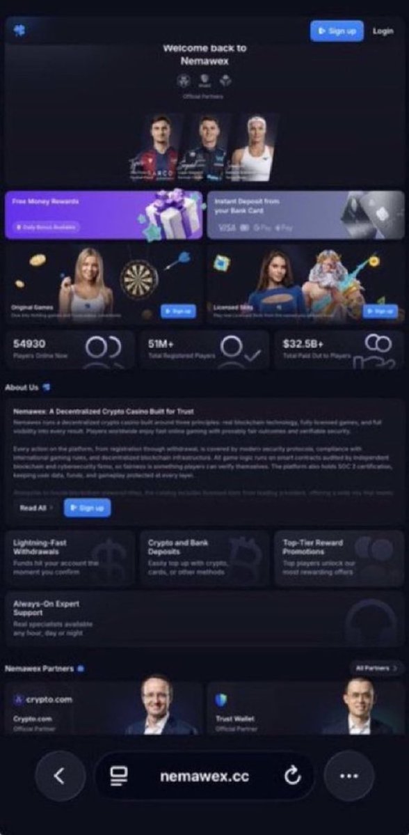 Dickson247_'s tweet photo. 🚫 #nemawex.cc #PhishingScam #ElonMuskCryptoScam
Beware of promises like “$2,500 bonus” or “free crypto casino credits” requiring deposits or account links. These are common scam tactics. Verify before sending funds.
📩 If you’re a victim of this platform, send a DM. https://t.co/G2FXwWTS3Q