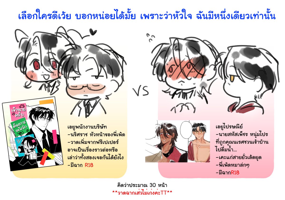 sugarshiver's tweet photo. 📣 แวะมาสอบถามค่ะ เรามีแพลนจะวาดโดเพ้ดดงสั้นๆ วาดเล่นๆ ต่อจากเล่มคุณอานริศร

แต่เลือกเรื่องไม่ได้ค่ะ555555 หากใครสนใจอ่านเรื่องไหน สามารถโหวตได้ที่ใต้เมนชั่นนะคะ ขอบคุณค่ะ!

⬇️⬇️⬇️ https://t.co/V4tmnzjEqE