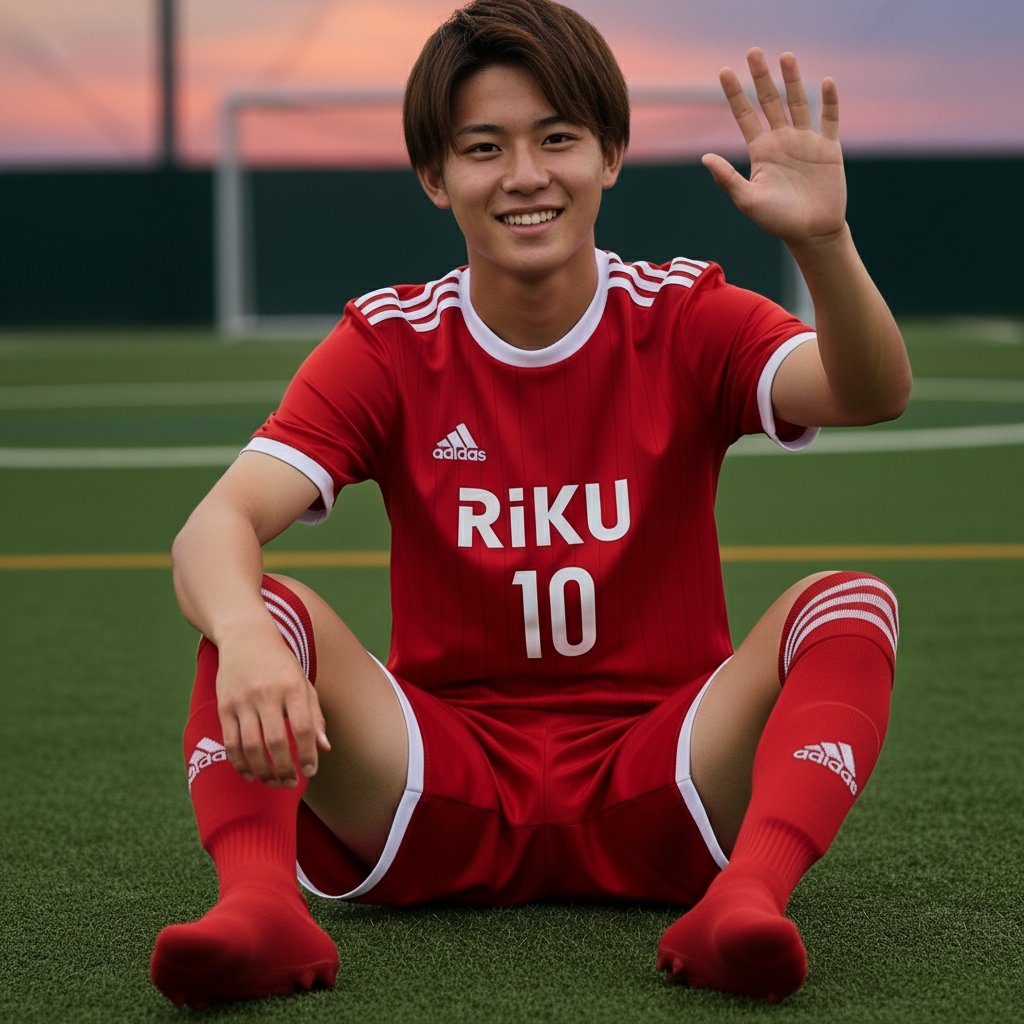 AIDlp9YUf97932's tweet photo. 本日の練習終了
サッカー男子RIKU⚽
後輩たちを、笑顔で見送っています

#AI男子 #サッカー男子 
#AIBoys #HandsomeSoccerBoys
