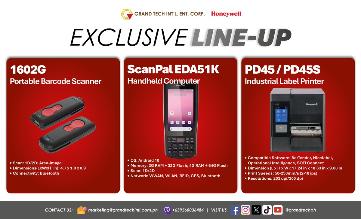 grandtechph's tweet photo. GRAND TECH EXCLUSIVE LINE-UP
13 July 2026
#Canon, #Epson, #ECLine, #HiStone, #Allthings, #iMIN, #Honeywell, #Urovo, #Thomson, #SOTI, #Wacom, #Tiandy, GRAND TECH #Consumables
Distributed by GRAND TECH INTL ENT CORP
marketing@grandtechintl.com.ph
Viber: +639560036484 https://t.co/xmrF6hg0JU