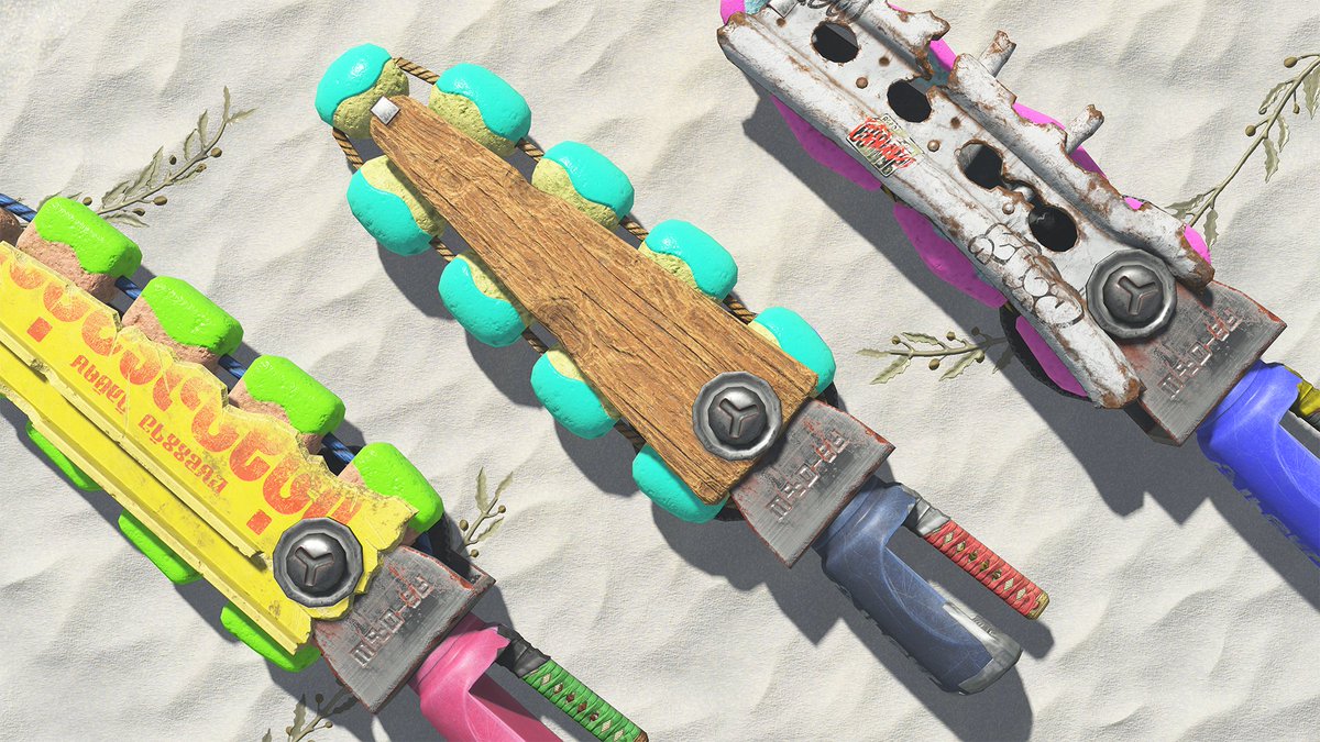 SplatoonJP's tweet photo. これらは「ワイパー」。
回転する刀身で斬りつけつつ、その勢いでインクを飛ばすブキだ。
チャージするとタメ斬りになり、正面に踏み込みながら大振りの斬撃をお見舞いできる。
得意な接近戦に持ち込んで、シャケをバッサバッサとサバいてしまおう。 https://t.co/JtPwuqWO0f