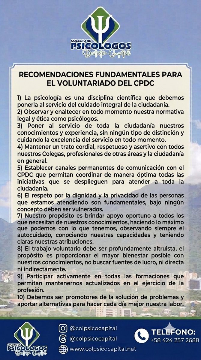 ColegioCapital's tweet photo. Recomendaciones importantes para el Voluntariado del CPDC https://t.co/0UkeEo2HHk
