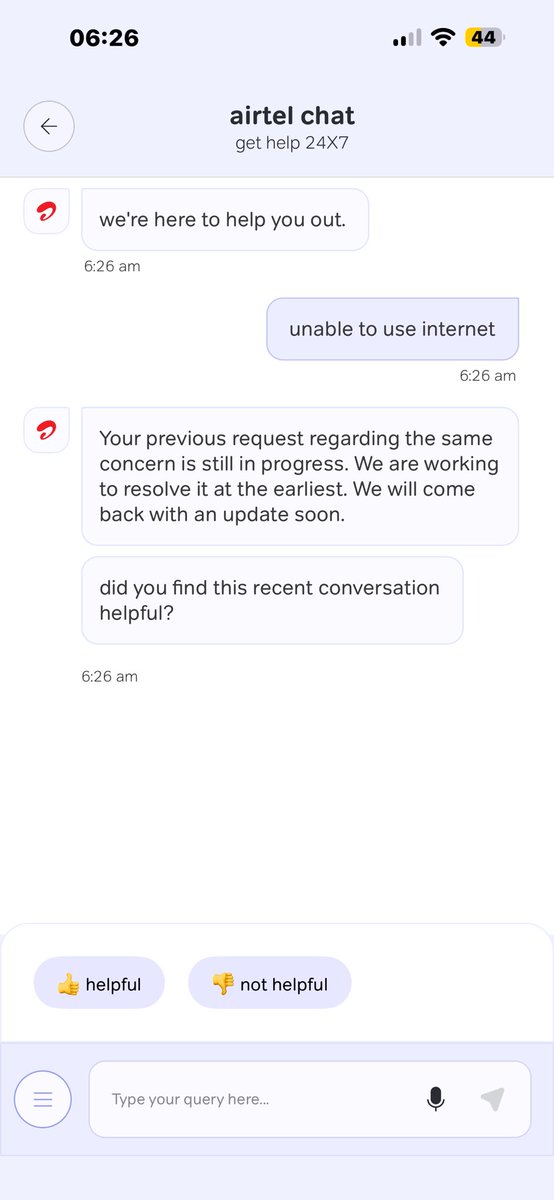 _MISHRA_'s tweet photo. @Airtel_Presence Very disappointed. Multiple complaints, zero resolution. My postpaid connection still has no internet, disrupting my work. Please escalate this issue and provide a permanent fix. #Airtel @airtelindia https://t.co/rHtEEfbaxy