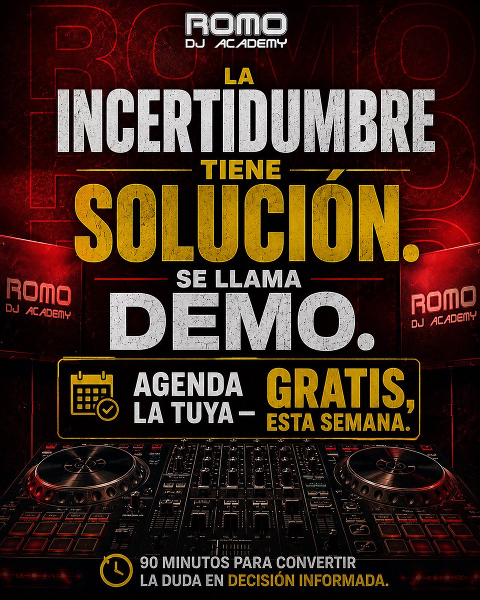 ROMODJEC's tweet photo. Agenda tu Clase Demo SIN COSTO y descubre cómo enseñamos, conoce nuestros equipos y resuelve todas tus dudas antes de tomar una decisión.
📲 Escríbenos por el WhatsApp de nuestro perfil y reserva tu cupo.
#demostrativa #Clase #DJ #Curso #Quito #Aprende #Musica #DJLife #Educa https://t.co/iprMXmEhpm