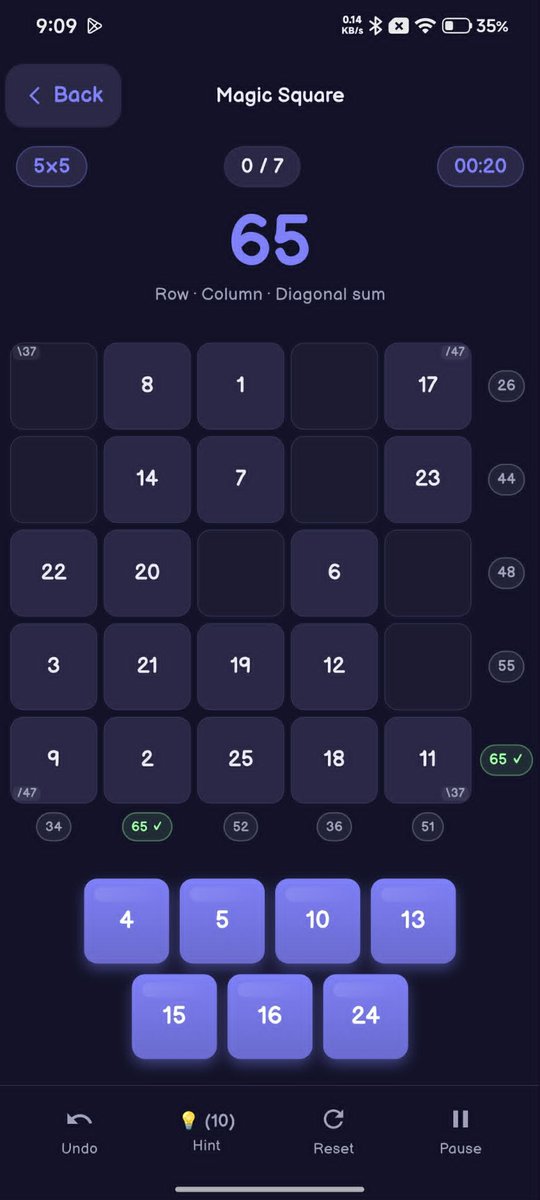 kevinhsu481717's tweet photo. ๐งฉ Can you solve this Magic Square?
Fill in the blanks so that every row, every column, and both diagonals add up to 65!
Drop your answer in the comments ๐
#MathAge #MagicSquare #MathPuzzle https://t.co/voQl4rUPUy