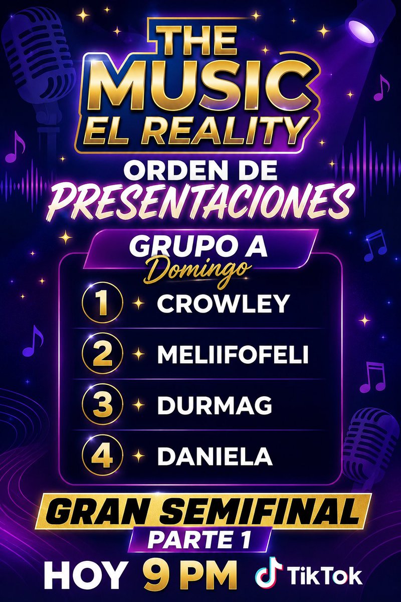 lacomadritaof_'s tweet photo. Hoy tenemos una cita en TikTok 

GRAN SEMIFINAL (parte 1) de THE MUSIC EL REALITY 

@Mr_Crowley3 @Meliifofeli @HDurmag @DanielaAlv369 FELICIDADES por llegar a la semifinal https://t.co/Y372lLG5Al