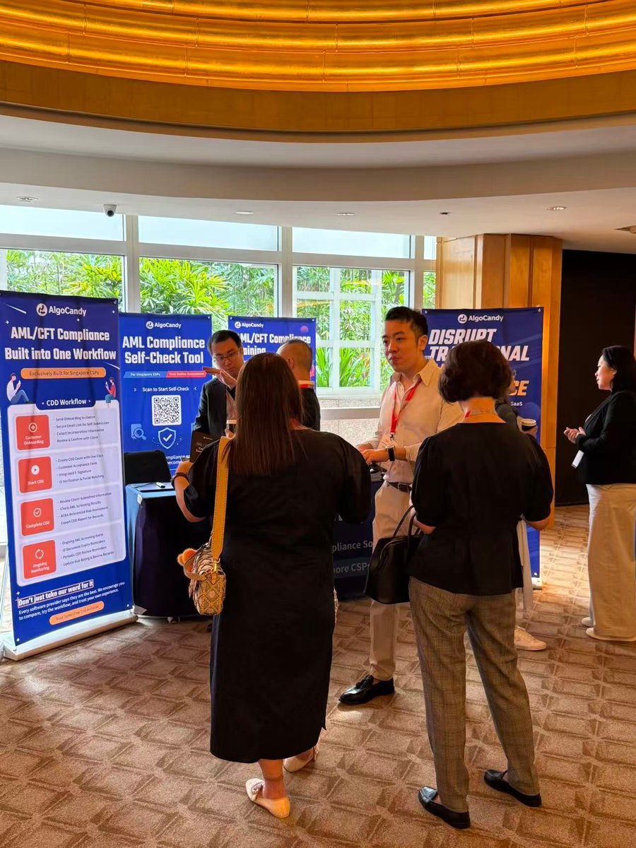 algocandycom's tweet photo. We’re live at CSIS CSPs Conference 2026!

The AlgoCandy booth is buzzing with CSPs exploring smarter AML/CFT workflows. Visit us for a chat and collect a free AML/CFT Compliance Knowledge Map.

#AlgoCandy #CSIS2026 #AMLCFT https://t.co/uSEE2g9LvQ