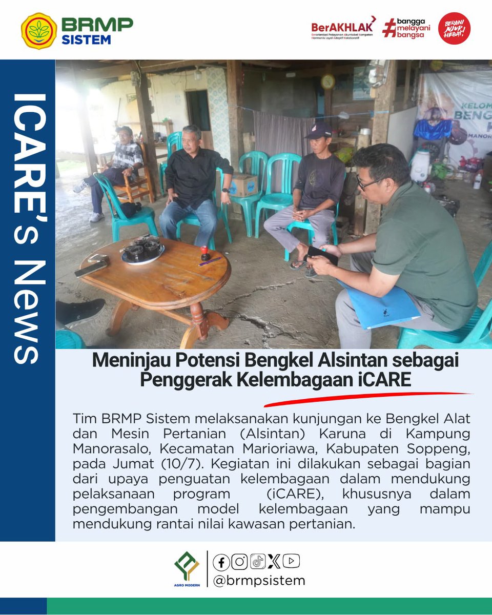 brmpsistem's tweet photo. 🚜 Penguatan kelembagaan menjadi langkah strategis dalam mendukung pertanian yang maju dan berkelanjutan.

Tim BRMP Sistem meninjau Bengkel Alsintan Karuna di Kabupaten Soppeng sebagai bagian dari implementasi Program iCARE. https://t.co/izlfrdLJ33