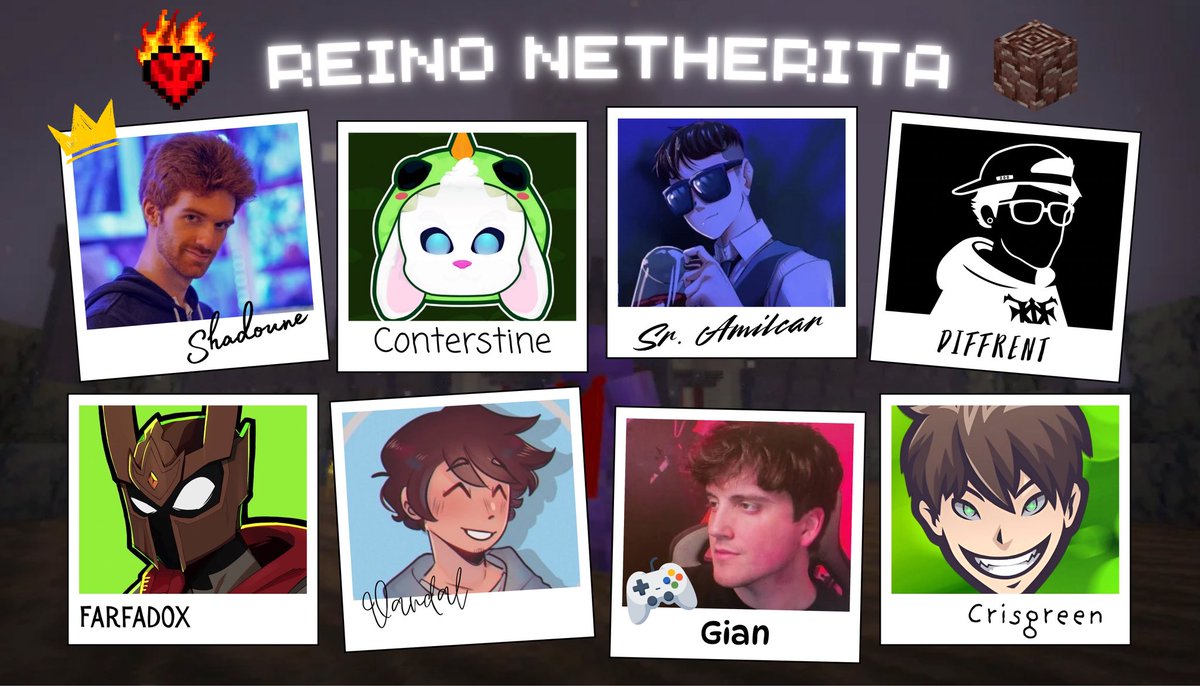 InfoConter's tweet photo. 🟢📢 | Mañana empieza Reino SMP, Conter va a participar como integrante del Reino Netherita, les dejamos una imagen con los integrantes. 🐰

La serie tendrá una duración de dos semanas y el servidor abrirá de 3:00pm a 7:00pm (hora CDMX). https://t.co/W25Qlea0oE