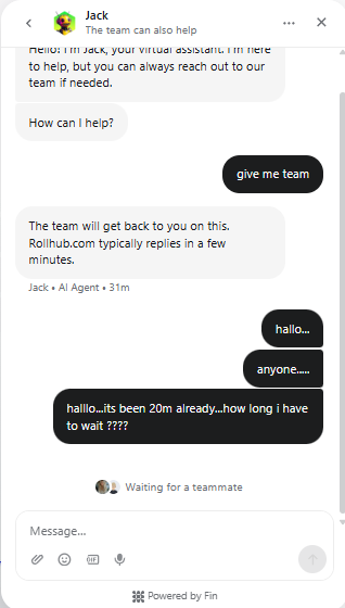 idunkpecek's tweet photo. 31 minutes and still waiting....really @rollhub_com ??? https://t.co/ck62ueO8VD