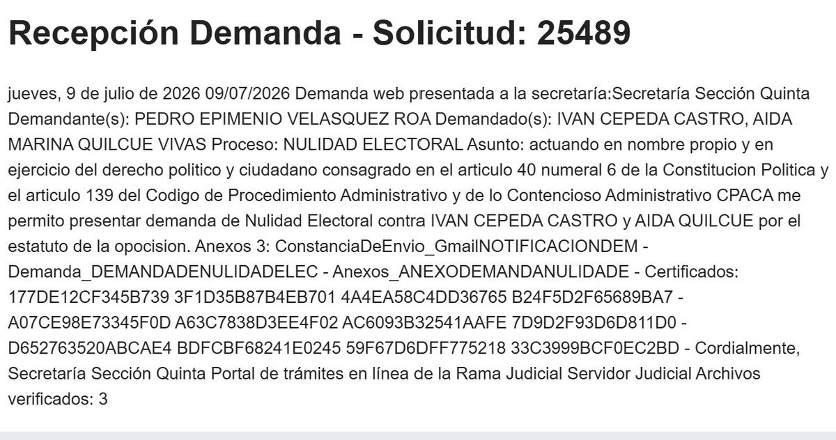 PVelasquezRoa's tweet photo. @CARLOSFMEJIA Y no es sólo eso, es hora que tampoco pueda posesionarse https://t.co/BzG54QQucn