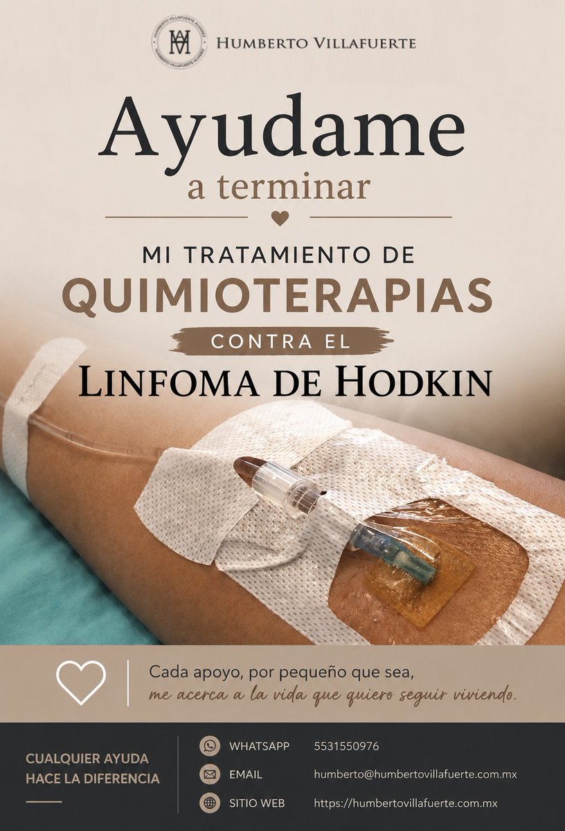 humbertovill68's tweet photo. Amigas y amigos:

Estoy ya en la etapa final de mi tratamiento contra el linfoma de Hodgkin. El próximo 15 de julio tengo programada una nueva aplicación de quimioterapia y, después de ella, solo quedarán dos más para cerrar este largo ciclo que ha representado uno de los mayores retos de mi vida.

Con todo el ruido que suele haber en redes sociales, espero que este mensaje pueda romper un poco el algoritmo y llegar a más personas. Hasta ahora he logrado reunir únicamente $1,000 pesos, pero necesito alcanzar los $7,500 mensuales para cubrir los gastos médicos, insumos y el catéter necesario para continuar con el tratamiento.

Les pido de corazón su ayuda para compartir esta publicación. Cada persona que la difunde me acerca un poco más a la meta y, sobre todo, ayuda a que este proceso pueda continuar sin retrasos, evitando que las citas médicas se pospongan y el tratamiento se prolongue aún más.

Cualquier apoyo, por pequeño que sea, hace una enorme diferencia en este momento.

Si está dentro de sus posibilidades brindarme una donación, cualquier aportación será recibida con profunda gratitud.

BANORTE
CLABE: 072580012801710488
A nombre de: Humberto Villafuerte Álvarez
Gracias de todo corazón por cada gesto de solidaridad, por sus mensajes, sus oraciones y por acompañarme en esta etapa tan importante. Cada muestra de apoyo me da fuerzas para seguir adelante.